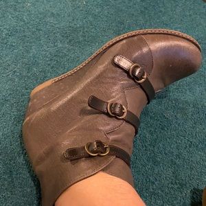 Eric Michael soft leather wedge bootie Dark taupe